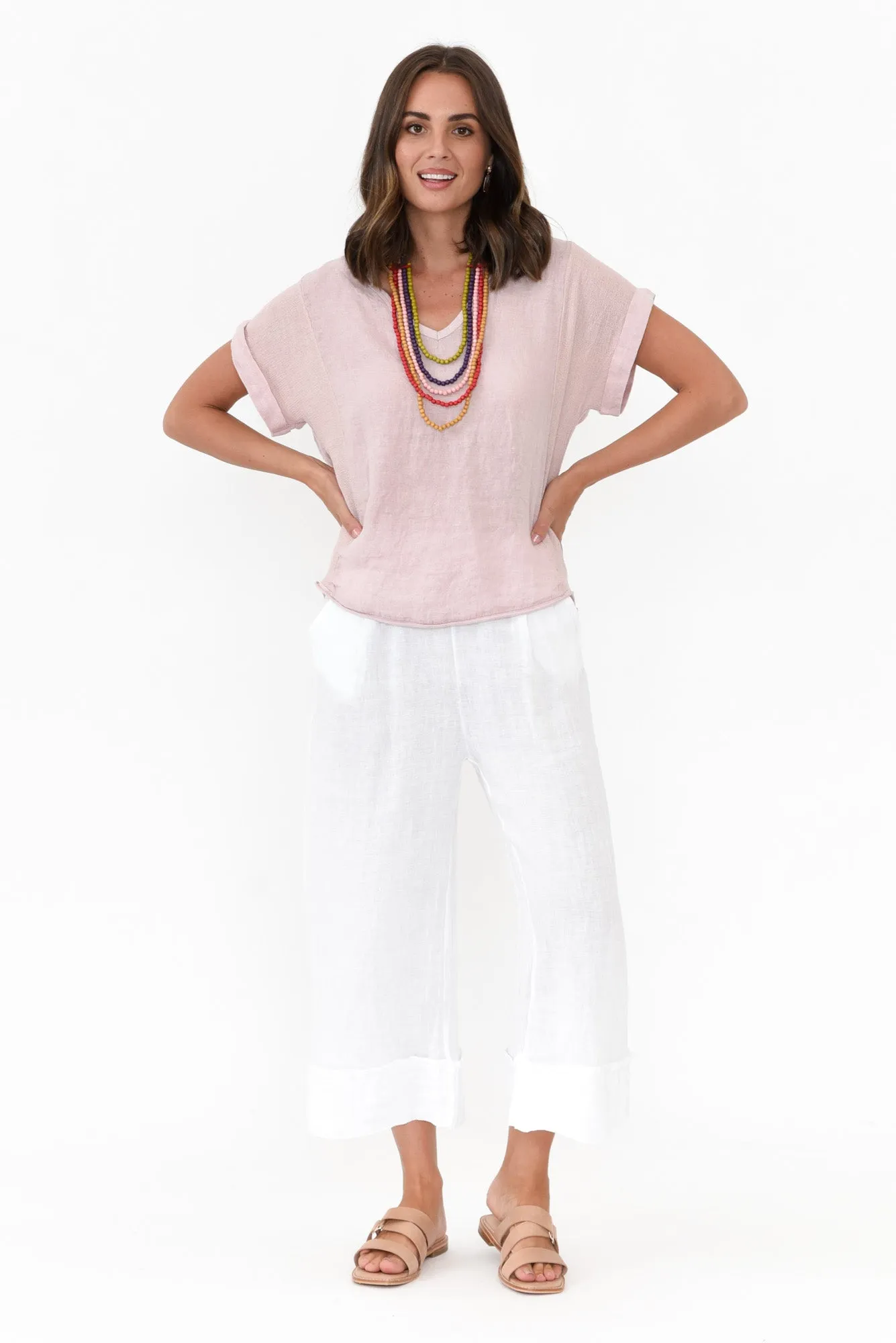 Dorian Pink Linen Cotton Top sold by Blue Bungalow product image thumbnail 5