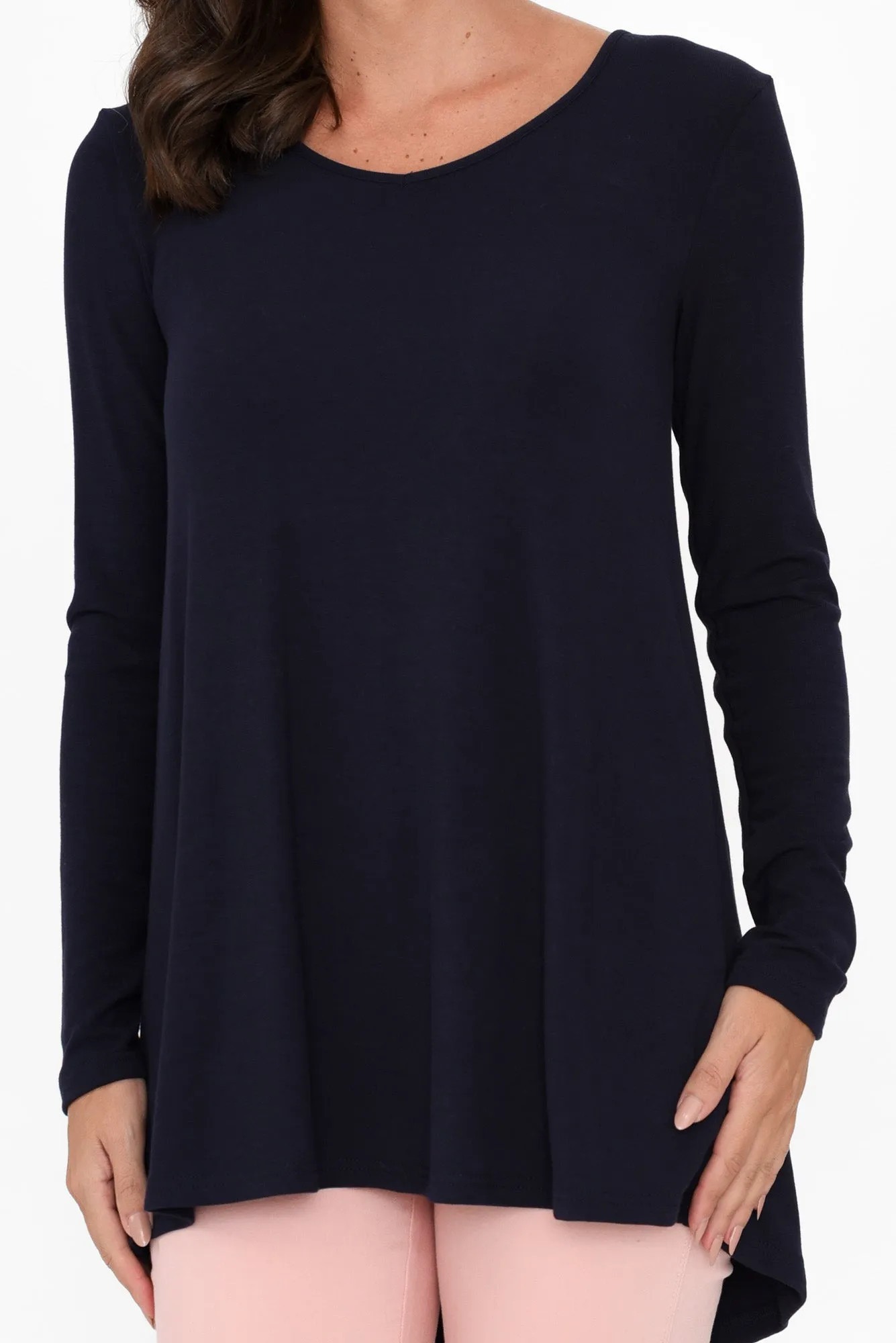 Shenali Navy Long Sleeve Swing Top sold by Blue Bungalow product image thumbnail 5