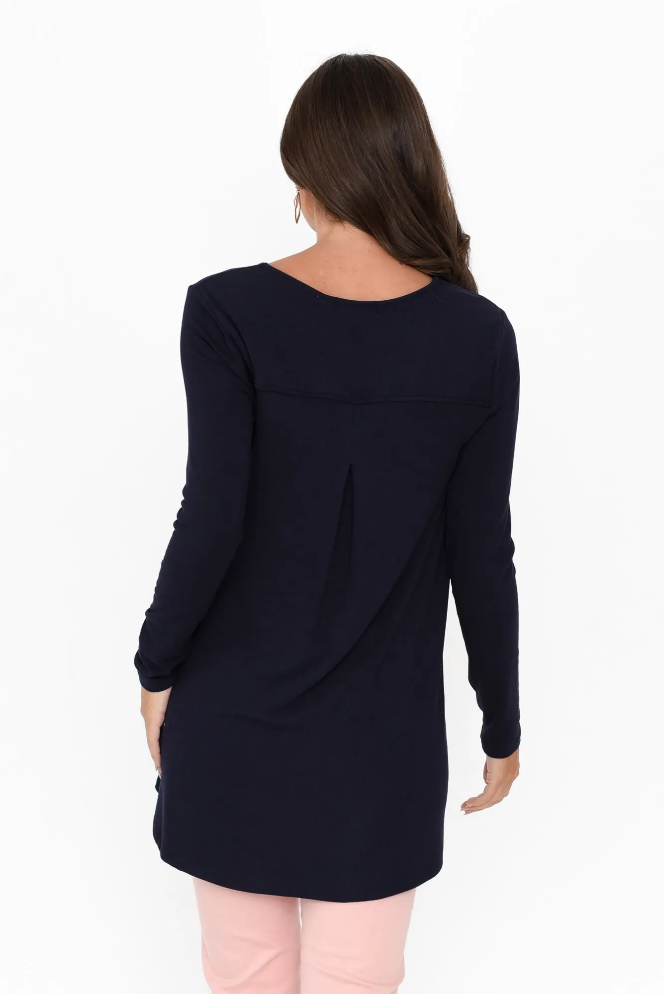 Shenali Navy Long Sleeve Swing Top sold by Blue Bungalow product image thumbnail 4