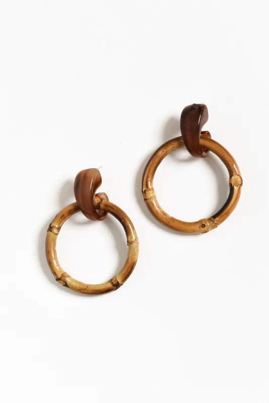 Bahamas Natural Bamboo Hoop Earrings sold by Blue Bungalow