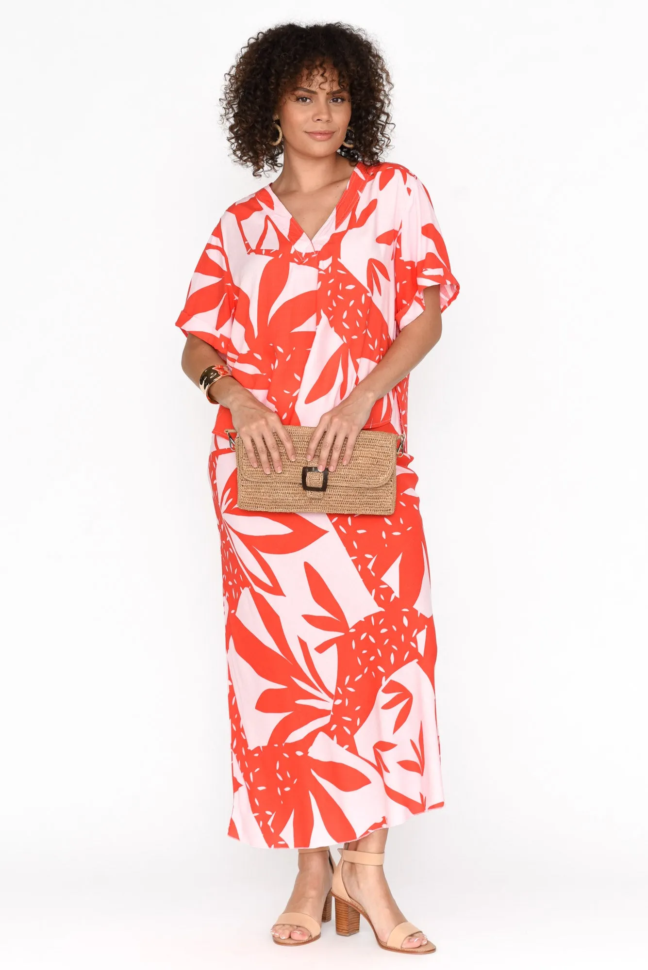 Meekin Pink Leaf Skirt sold by Blue Bungalow product image thumbnail 3