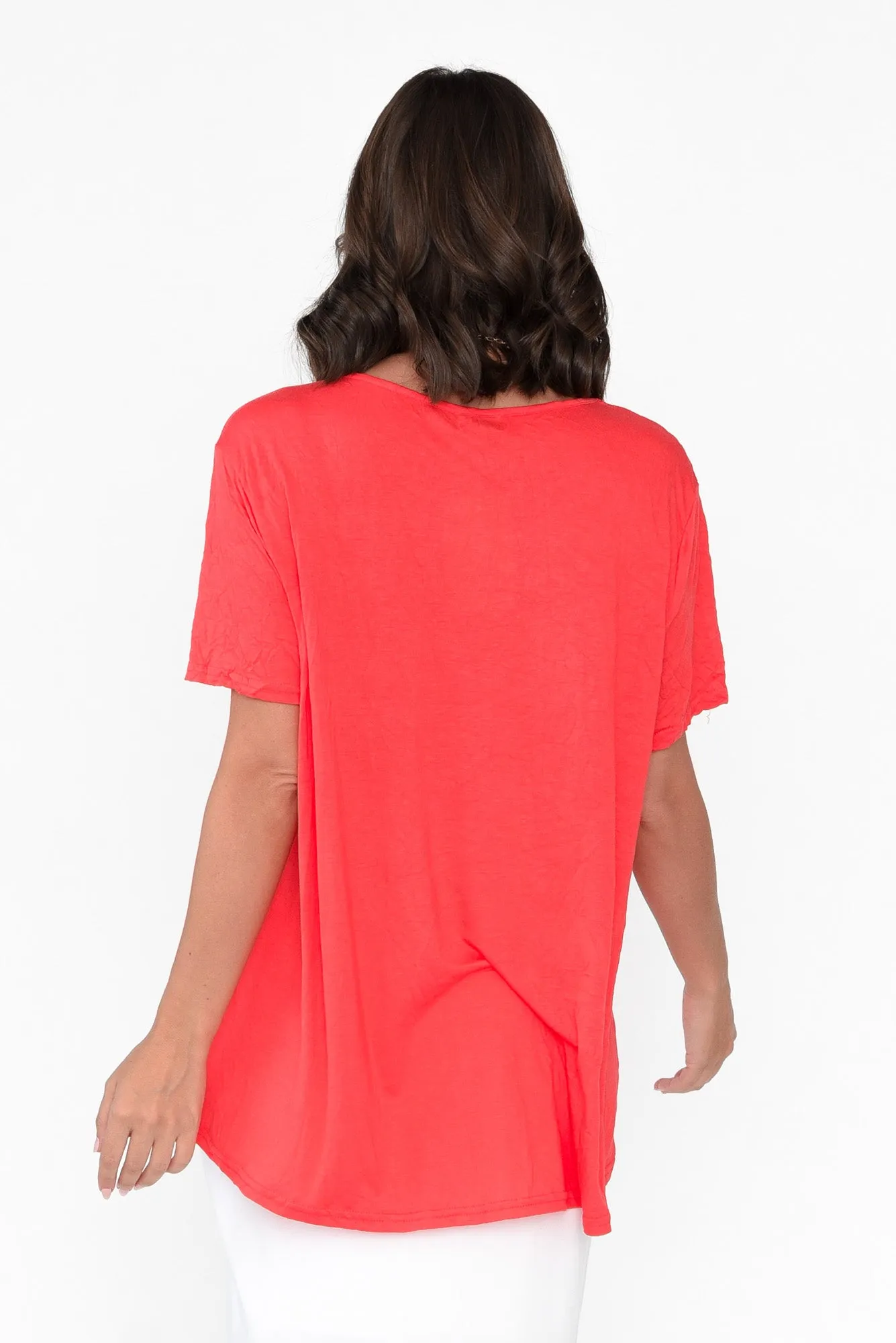 Marley Coral Crinkle Cotton Short Sleeve Top sold by Blue Bungalow product image thumbnail 5