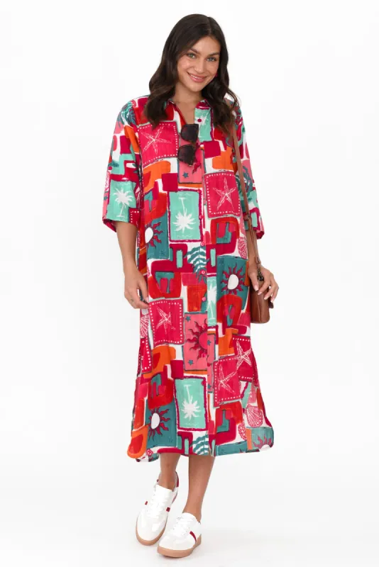 Tricia Pink Patchwork Cotton Shirt Dress sold by Blue Bungalow