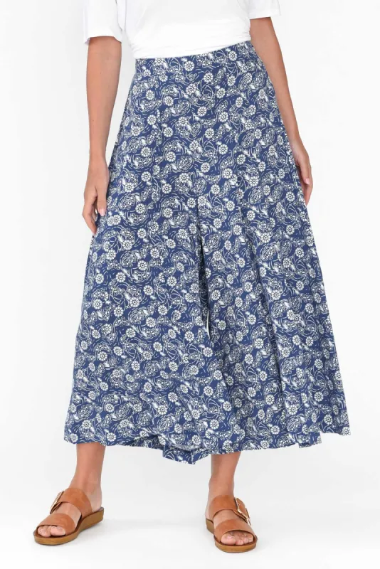 Elira Navy Floral Wide Leg Pants sold by Blue Bungalow