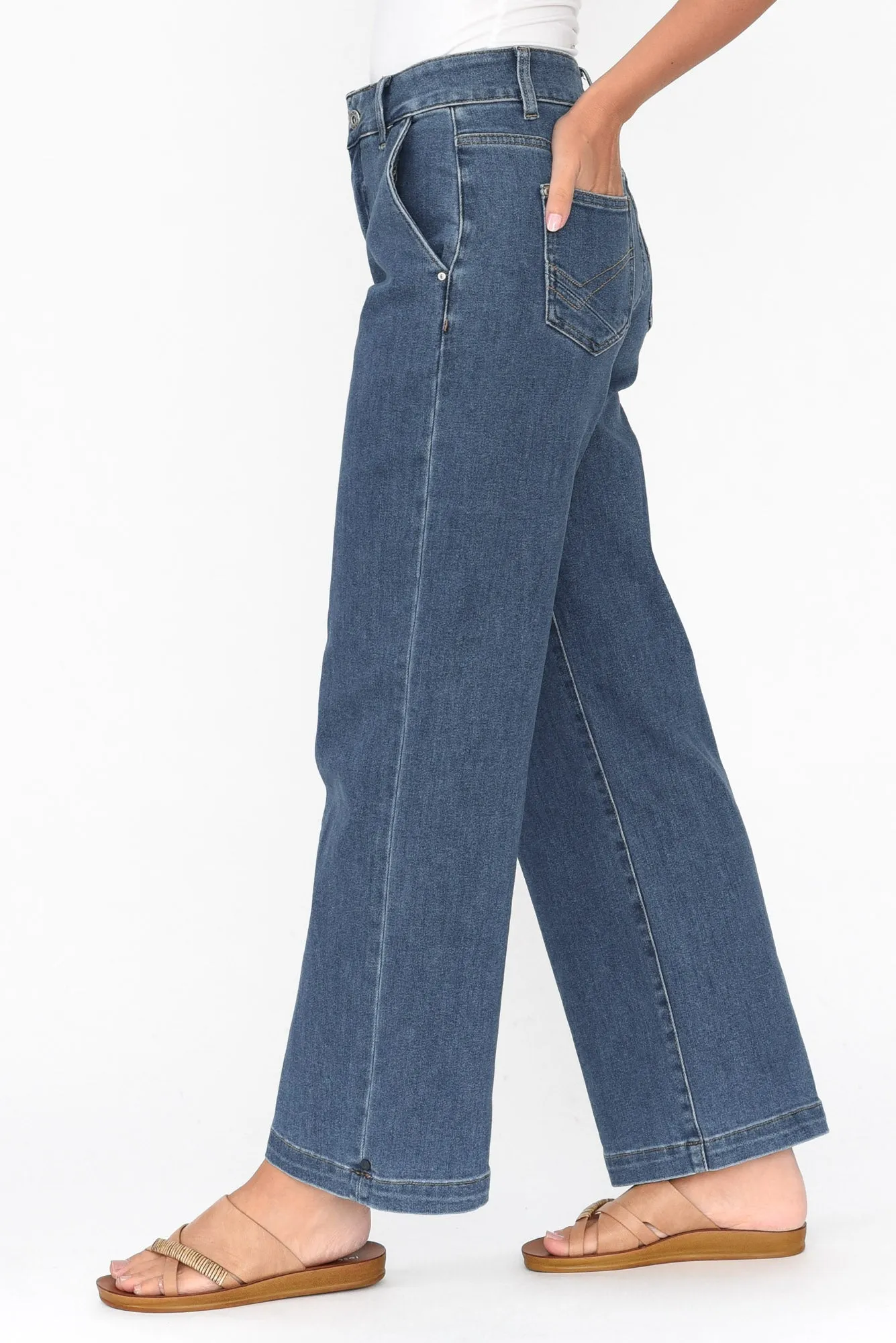 Izzy Dark Blue Wide Leg Jeans sold by Blue Bungalow product image thumbnail 4