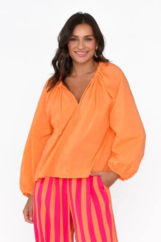 Believer Orange Cotton Front Tie Top sold by Blue Bungalow