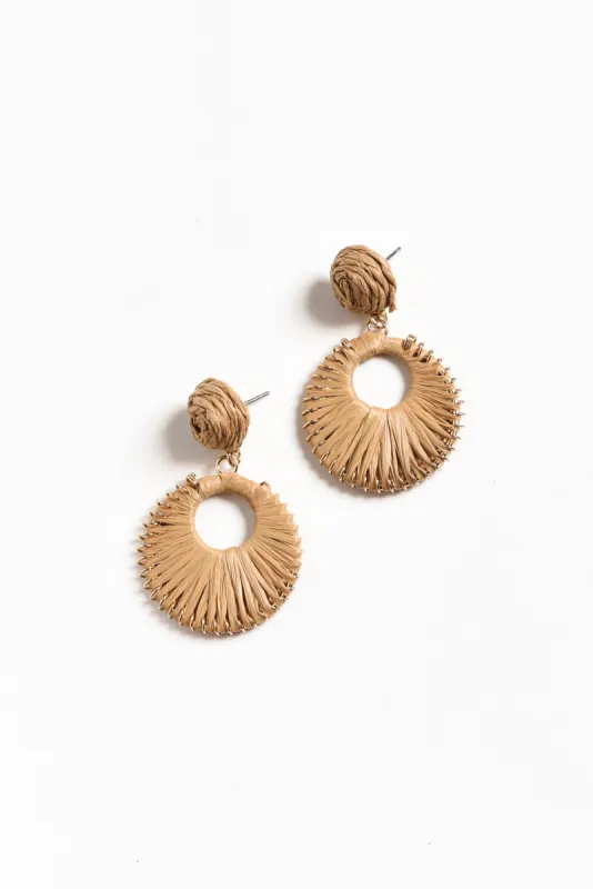 Aeliana Natural Raffia Drop Earrings sold by Blue Bungalow