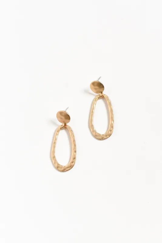 Tulla Gold Oval Drop Earrings sold by Blue Bungalow