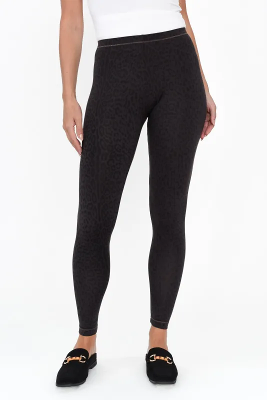 Grey Leopard Micro Modal Stretch Leggings sold by Blue Bungalow