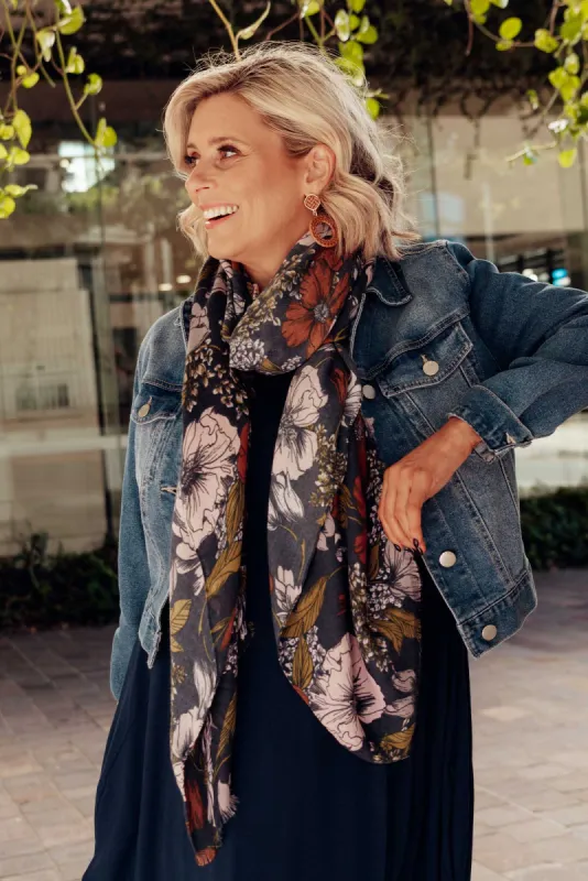 Kita Navy Floral Scarf sold by Blue Bungalow