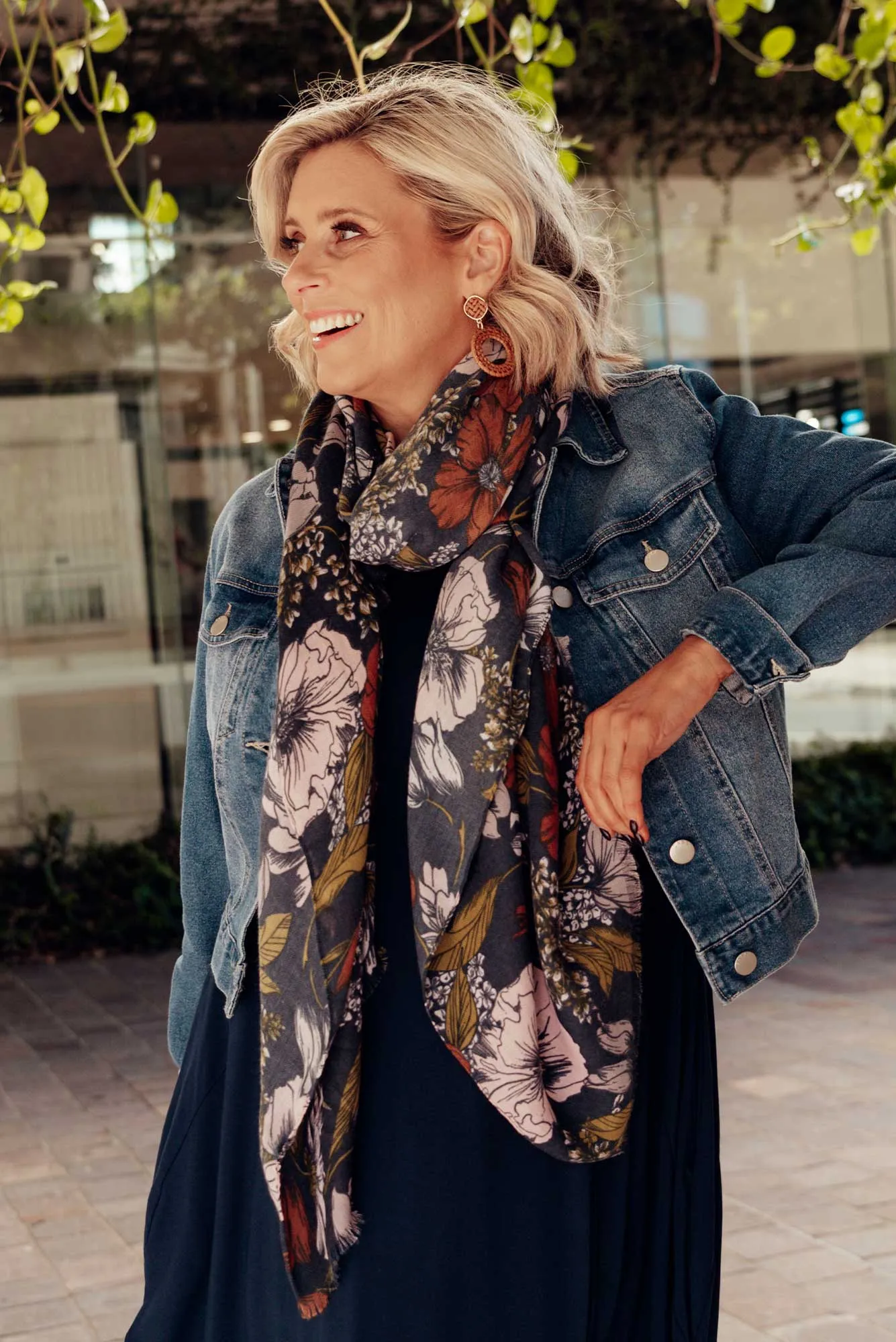Kita Navy Floral Scarf sold by Blue Bungalow