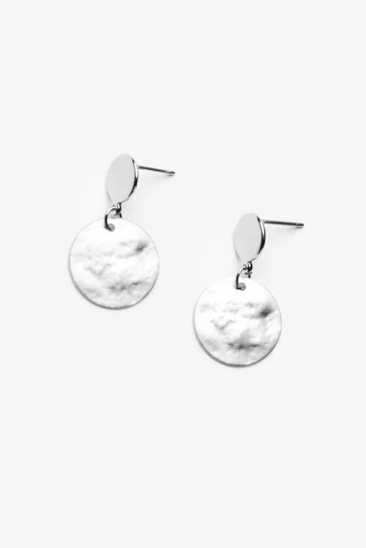 Silver Textured Double Disc Earrings sold by Blue Bungalow