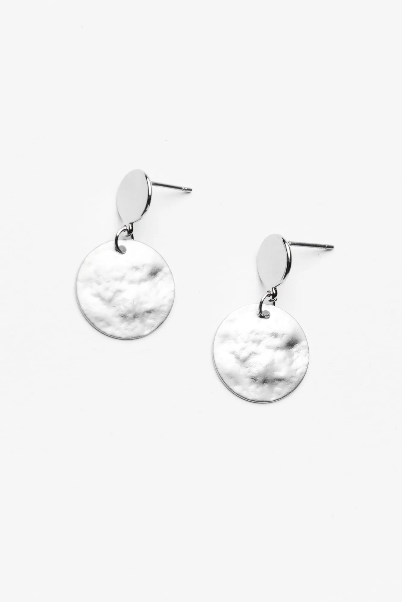 Silver Textured Double Disc Earrings sold by Blue Bungalow