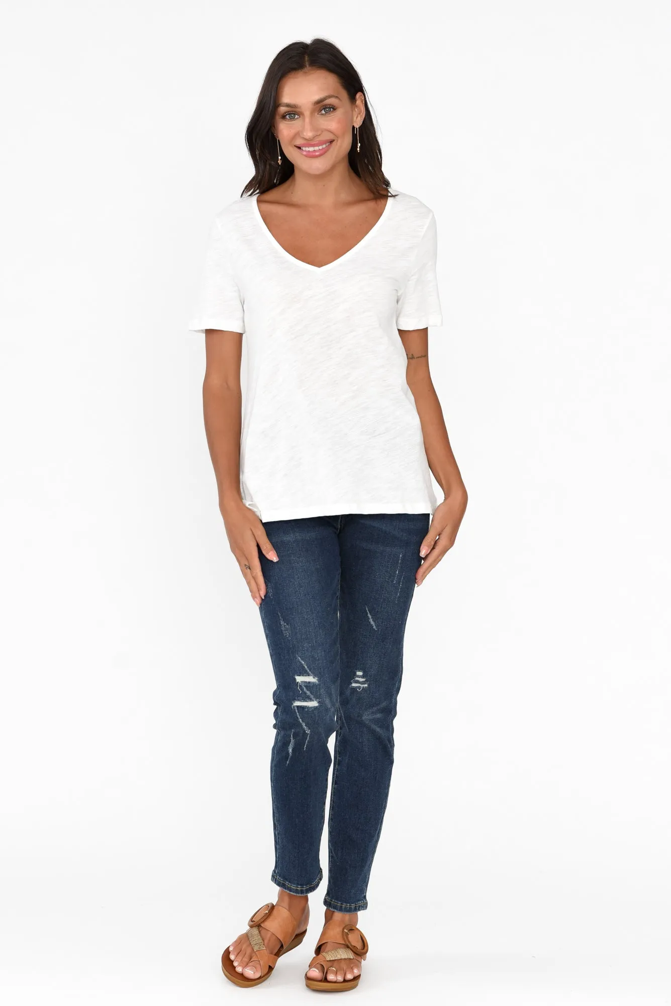Mina White Cotton Tee sold by Blue Bungalow product image thumbnail 3