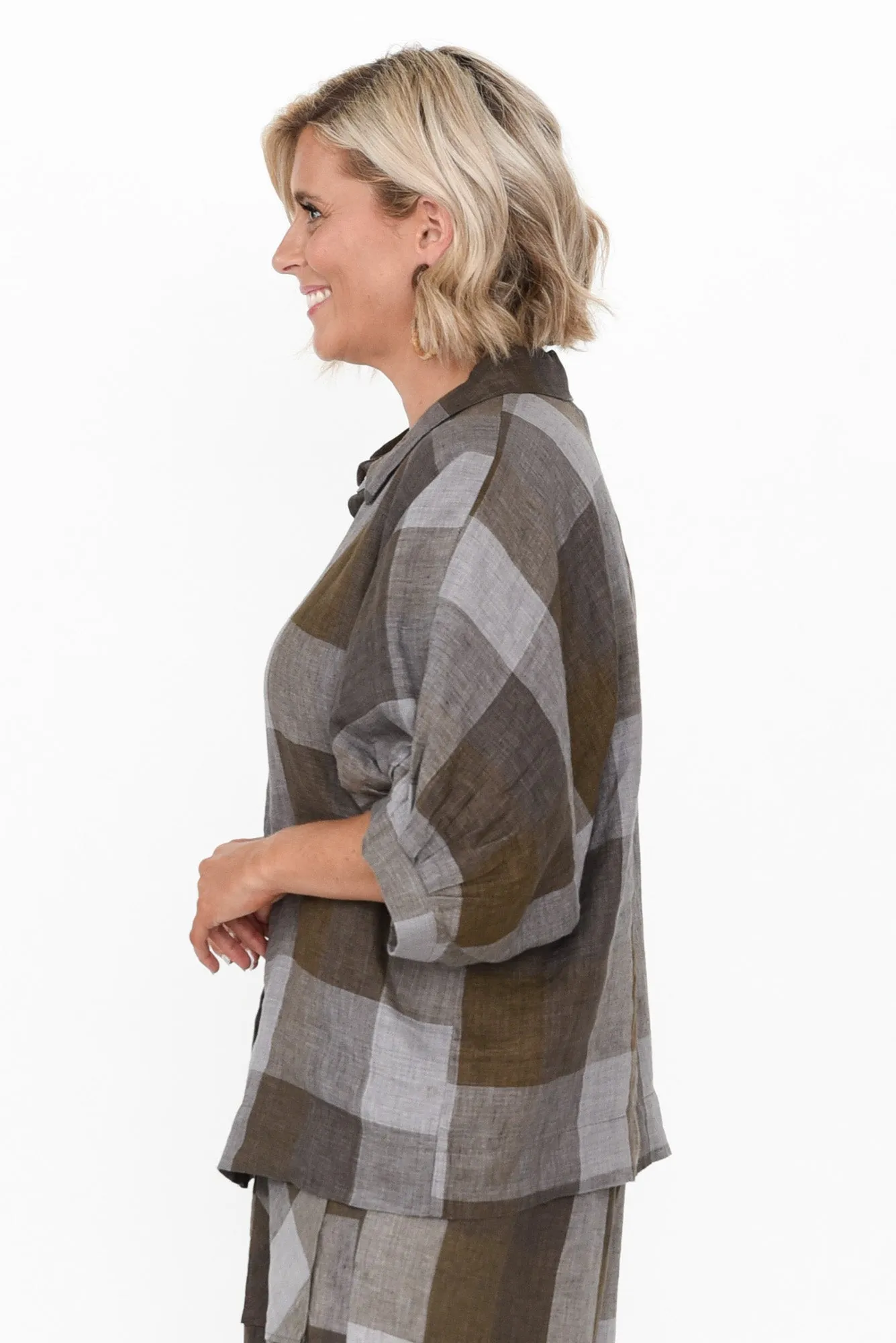 Radbert Chocolate Check Linen Shirt sold by Blue Bungalow product image thumbnail 3