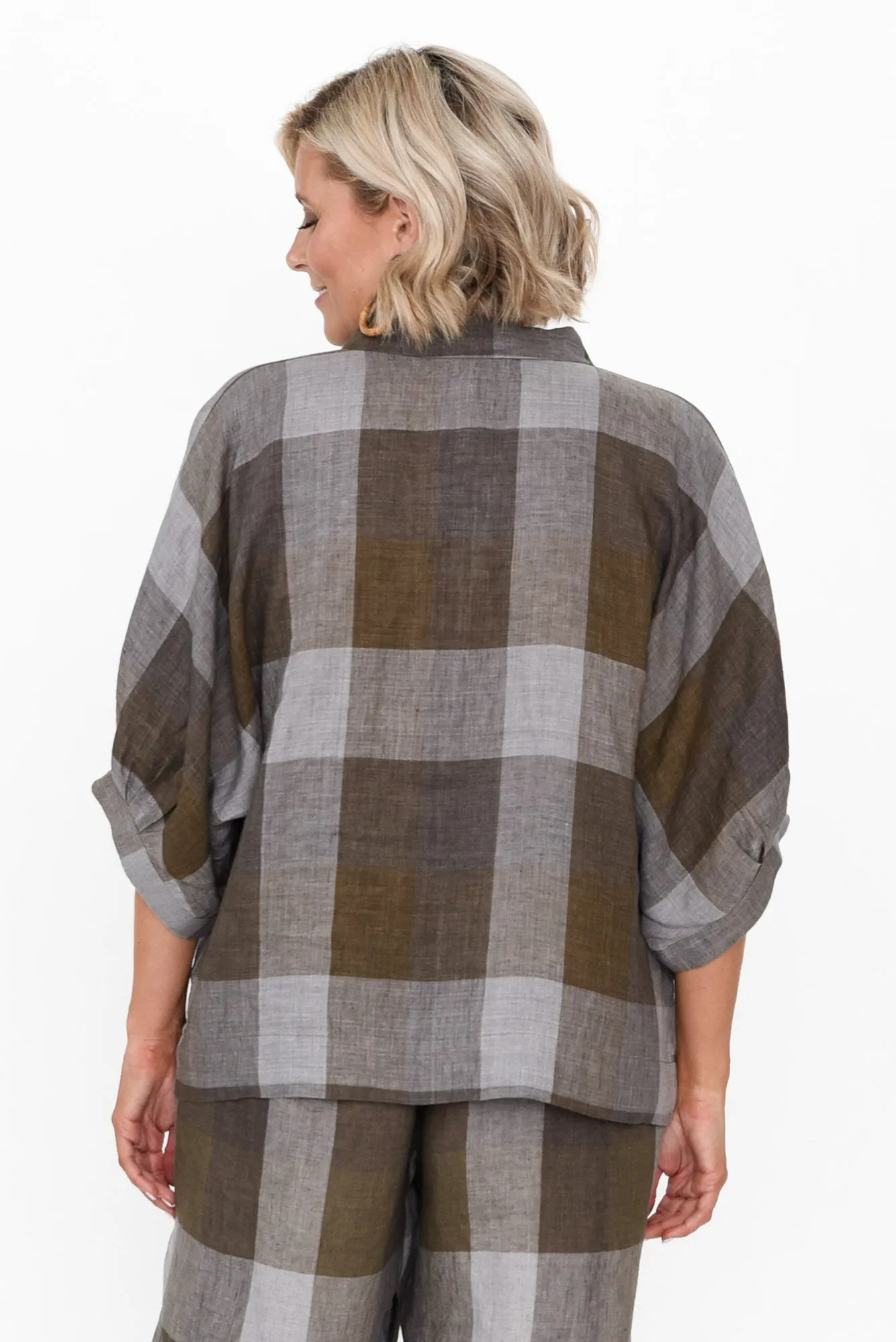 Radbert Chocolate Check Linen Shirt sold by Blue Bungalow product image thumbnail 4