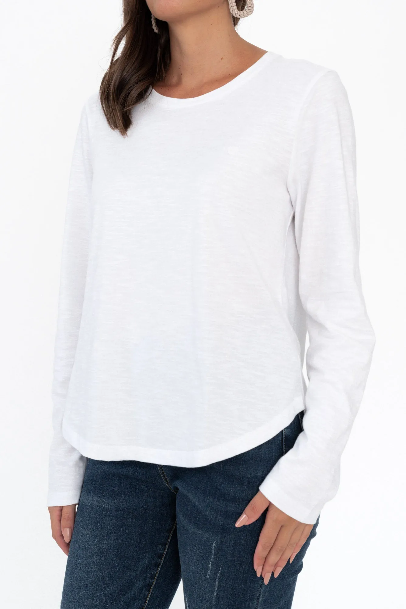 Everyday White Cotton Long Sleeve Tee sold by Blue Bungalow product image thumbnail 5