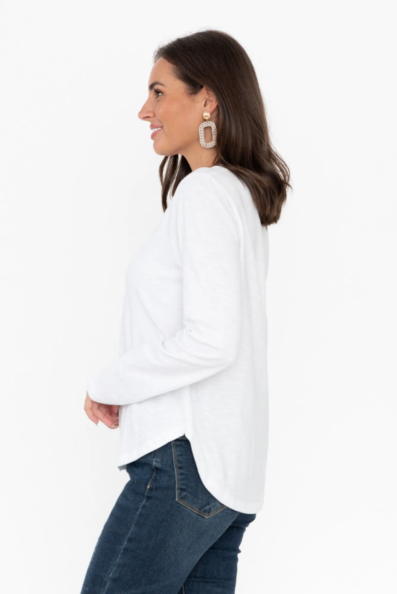 Everyday White Cotton Long Sleeve Tee sold by Blue Bungalow product image thumbnail 3