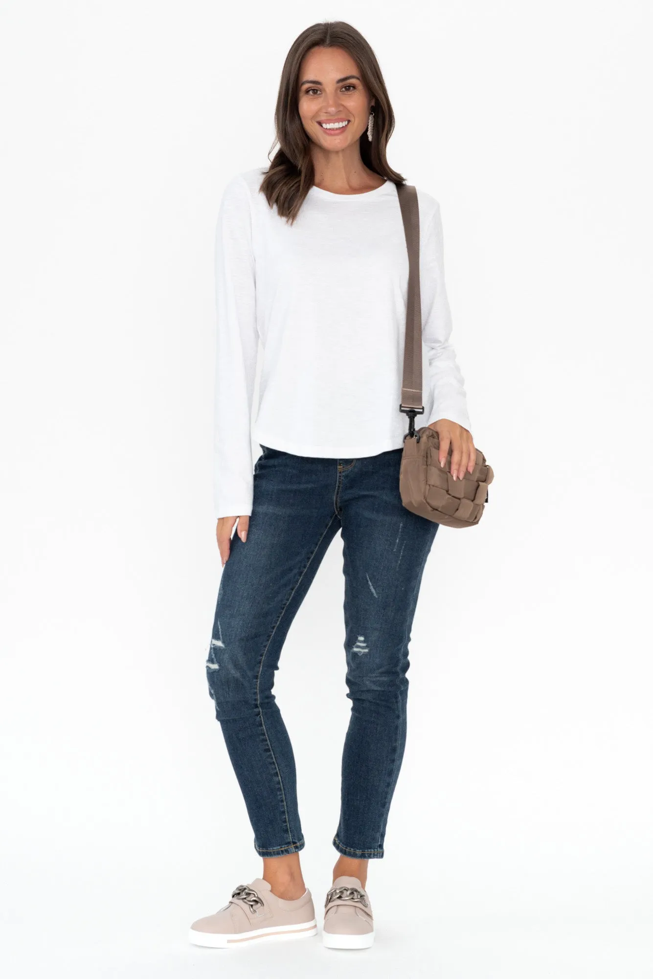Everyday White Cotton Long Sleeve Tee sold by Blue Bungalow product image thumbnail 2