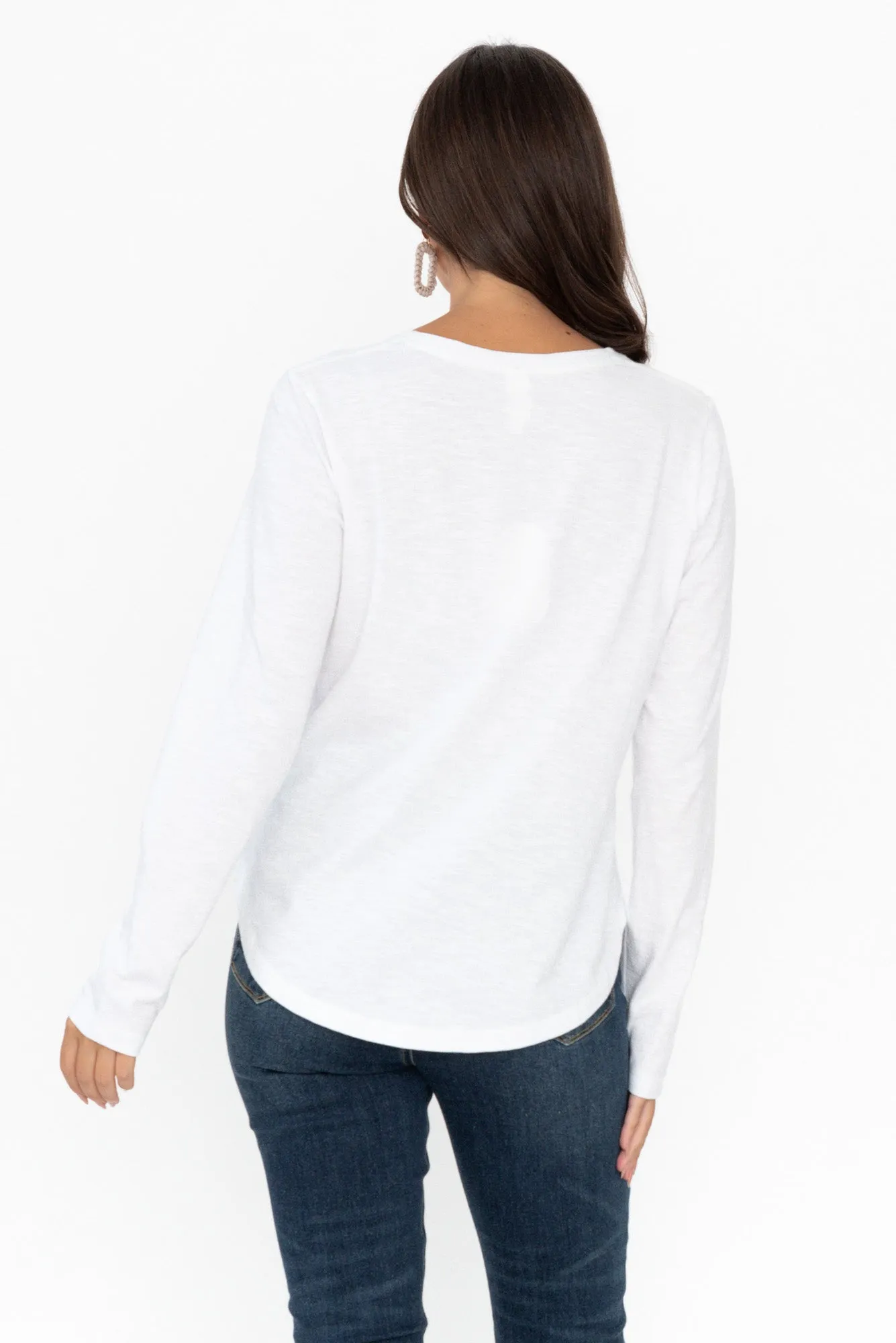 Everyday White Cotton Long Sleeve Tee sold by Blue Bungalow product image thumbnail 4