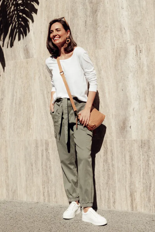 Canterbury Khaki Lyocell Cargo Pants sold by Blue Bungalow