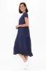 Carmen Navy Crinkle Cotton Dress sold by Blue Bungalow