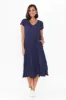 Carmen Navy Crinkle Cotton Dress sold by Blue Bungalow