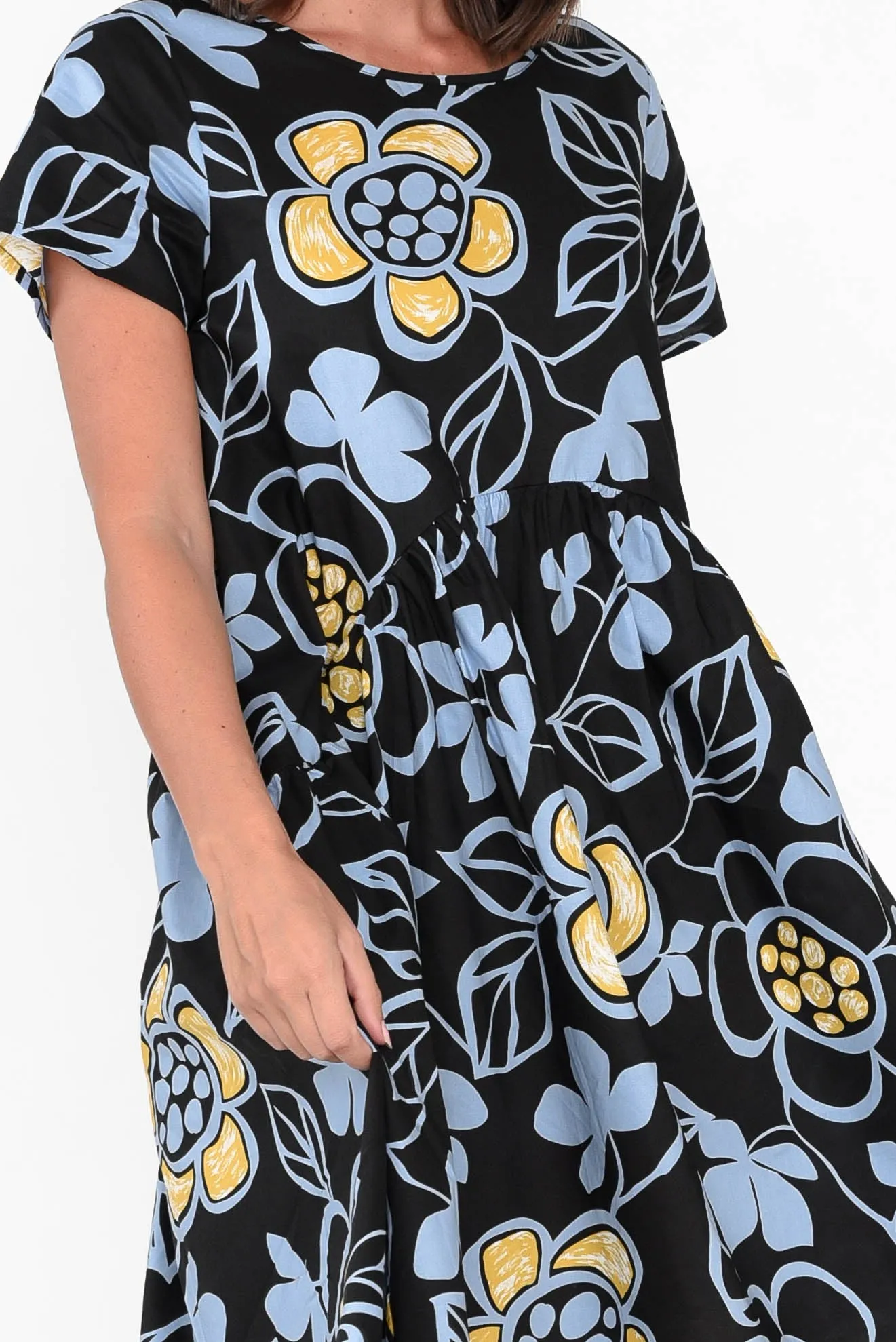 Fernanda Black Daisy Cotton Dress sold by Blue Bungalow product image thumbnail 5