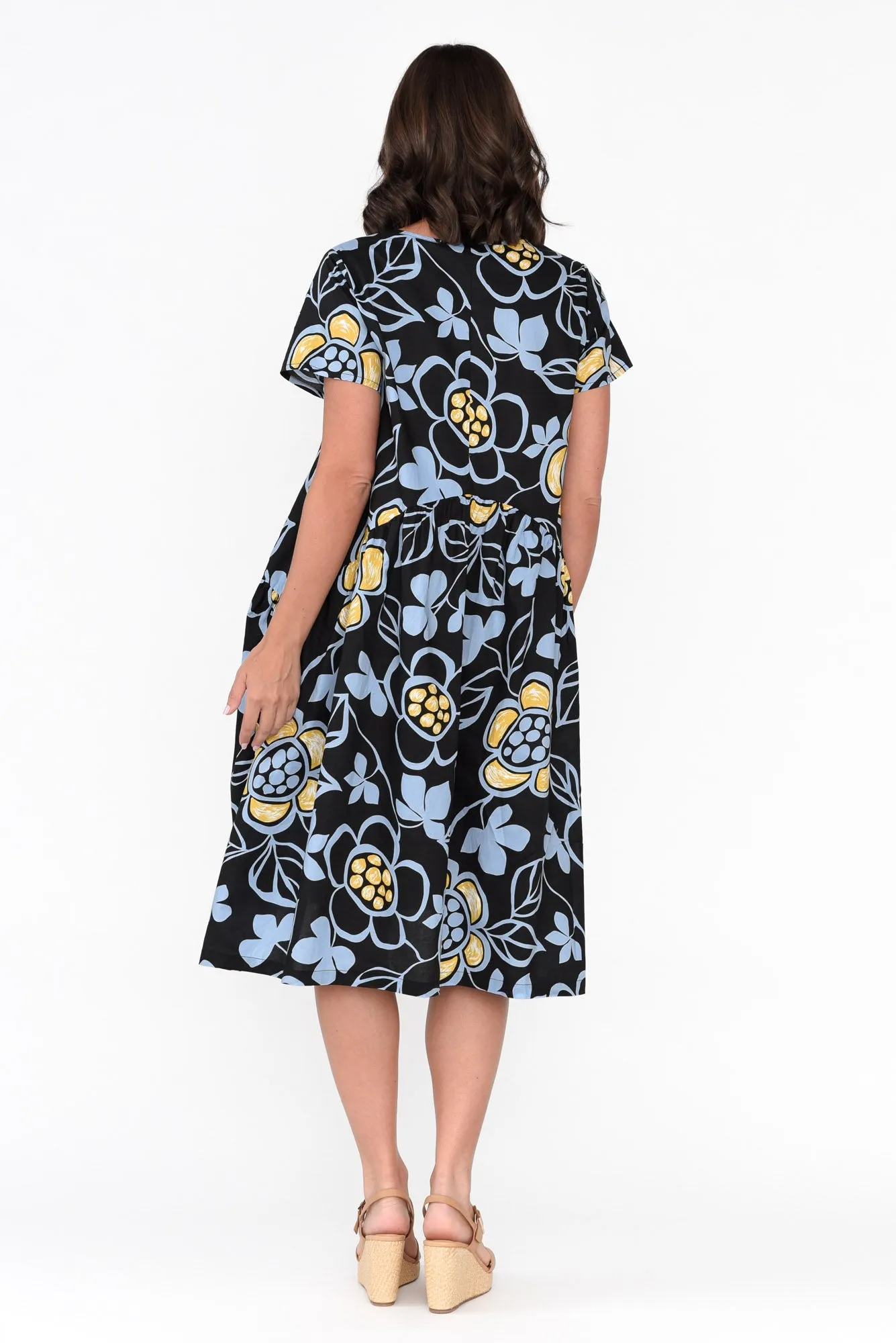 Fernanda Black Daisy Cotton Dress sold by Blue Bungalow product image thumbnail 4