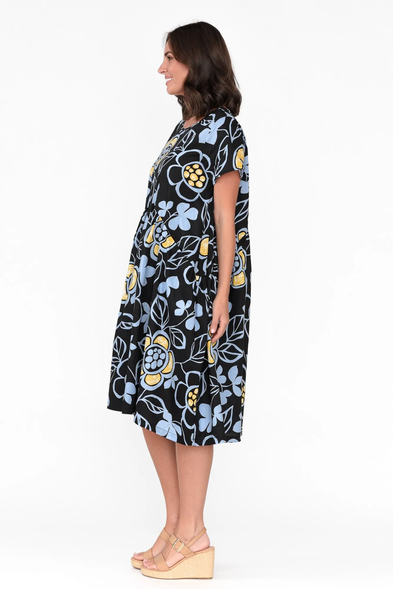Fernanda Black Daisy Cotton Dress sold by Blue Bungalow product image thumbnail 3
