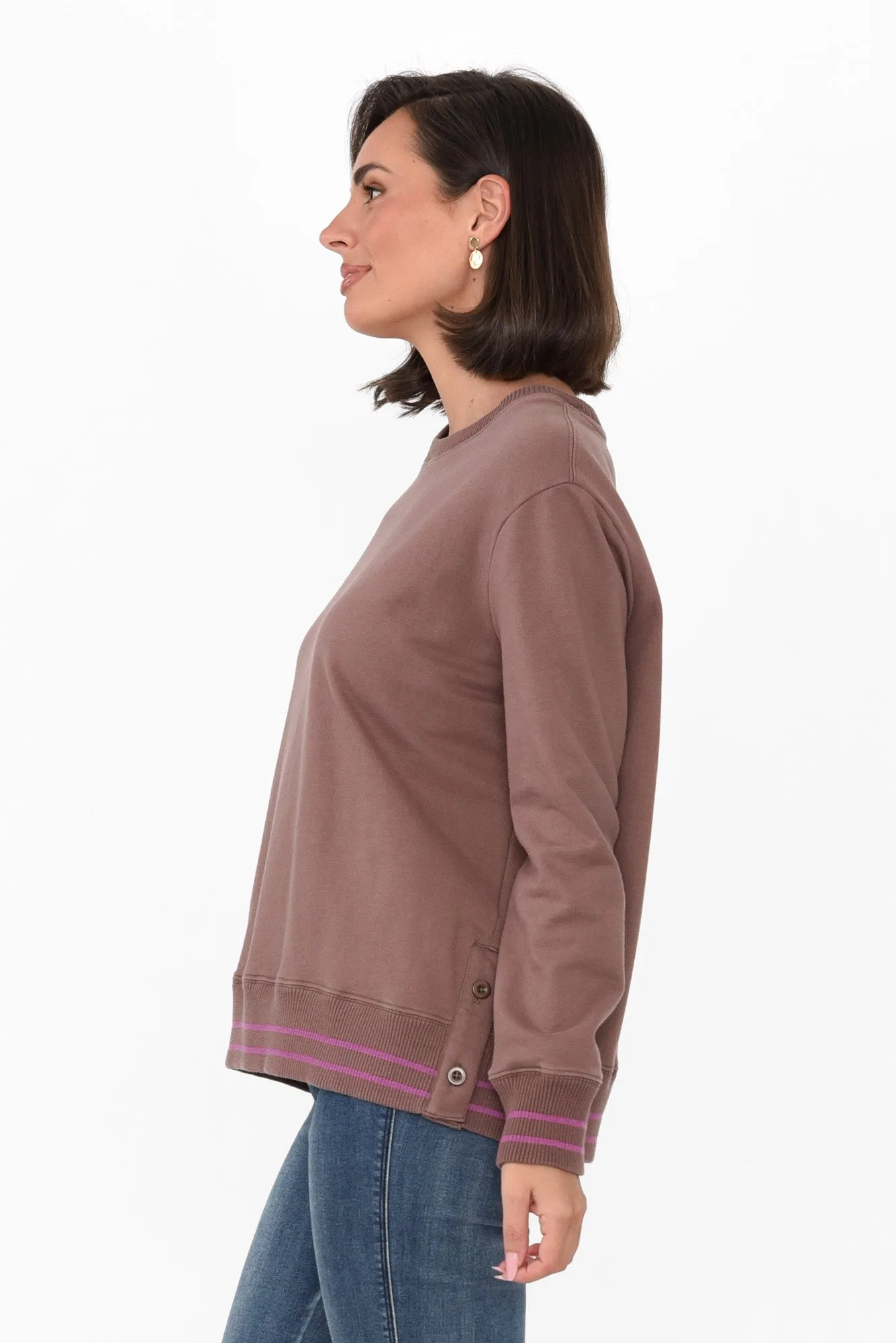 Leonie Brown Trim Cotton Blend Top sold by Blue Bungalow product image thumbnail 3