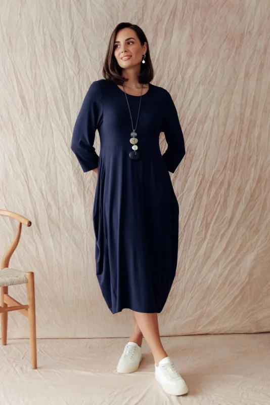 Glenda Navy Crescent Dress sold by Blue Bungalow