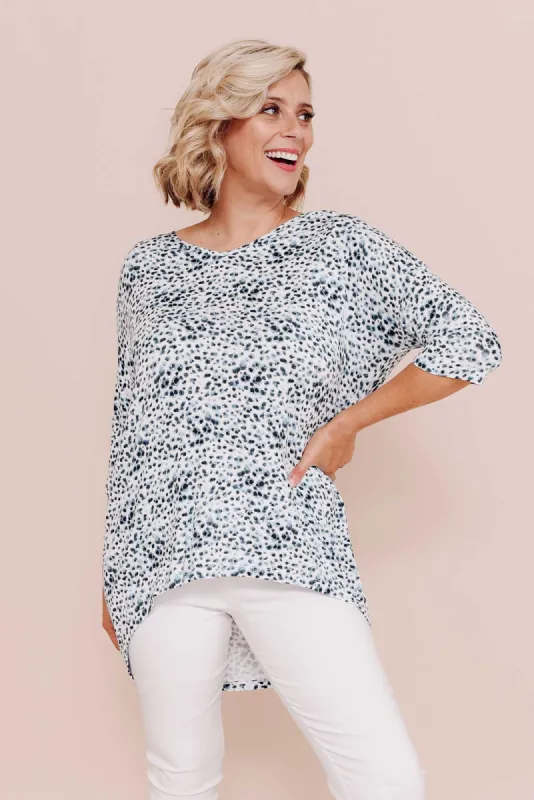 Brielle Snow Leopard Bamboo V Neck Top sold by Blue Bungalow