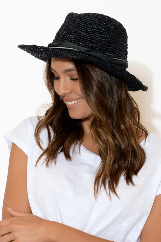 Freya Black Raffia Cowboy Hat sold by Blue Bungalow
