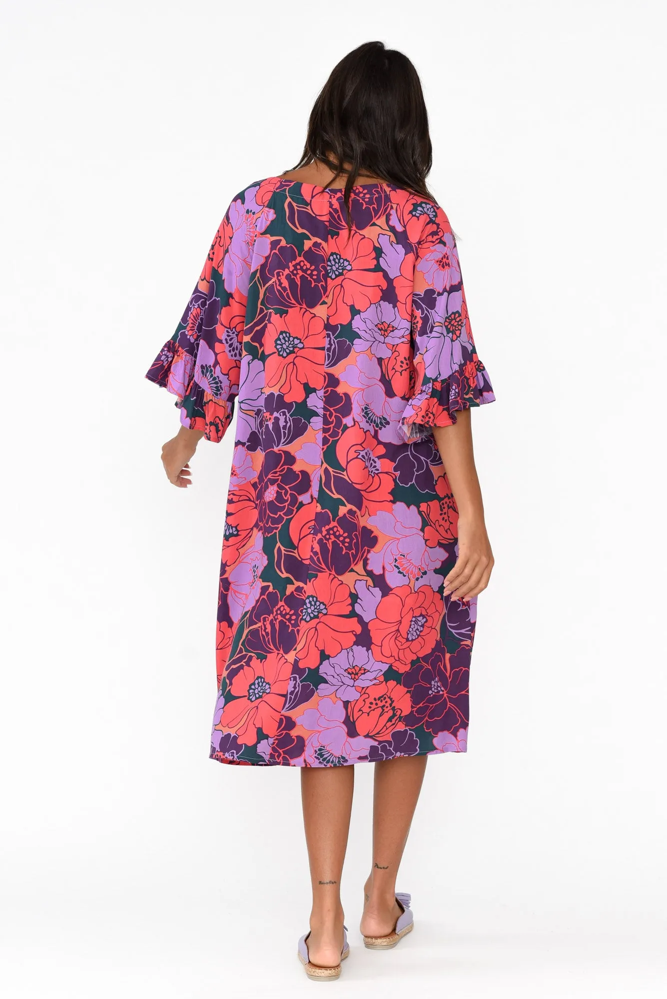 Julien Purple Garden Frill Sleeve Dress sold by Blue Bungalow product image thumbnail 4