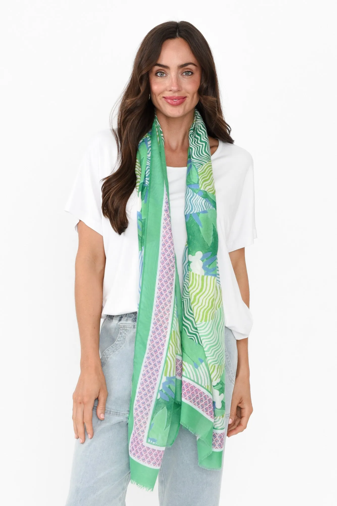 Esteban Aqua Geo Scarf sold by Blue Bungalow product image thumbnail 2