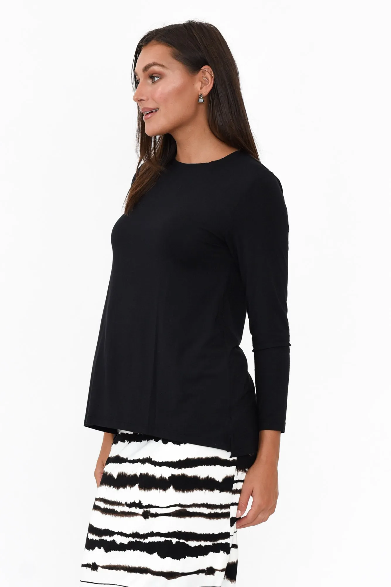 Black Long Sleeve Micro Modal Swing Top sold by Blue Bungalow product image thumbnail 3