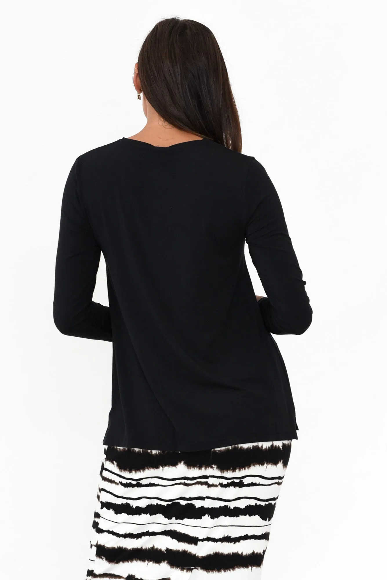 Black Long Sleeve Micro Modal Swing Top sold by Blue Bungalow product image thumbnail 4