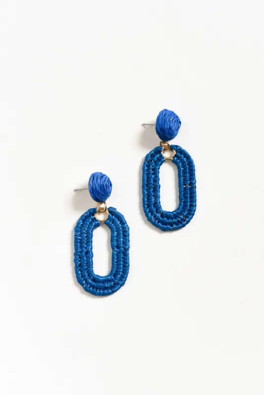 Tilby Blue Woven Oval Drop Earrings sold by Blue Bungalow