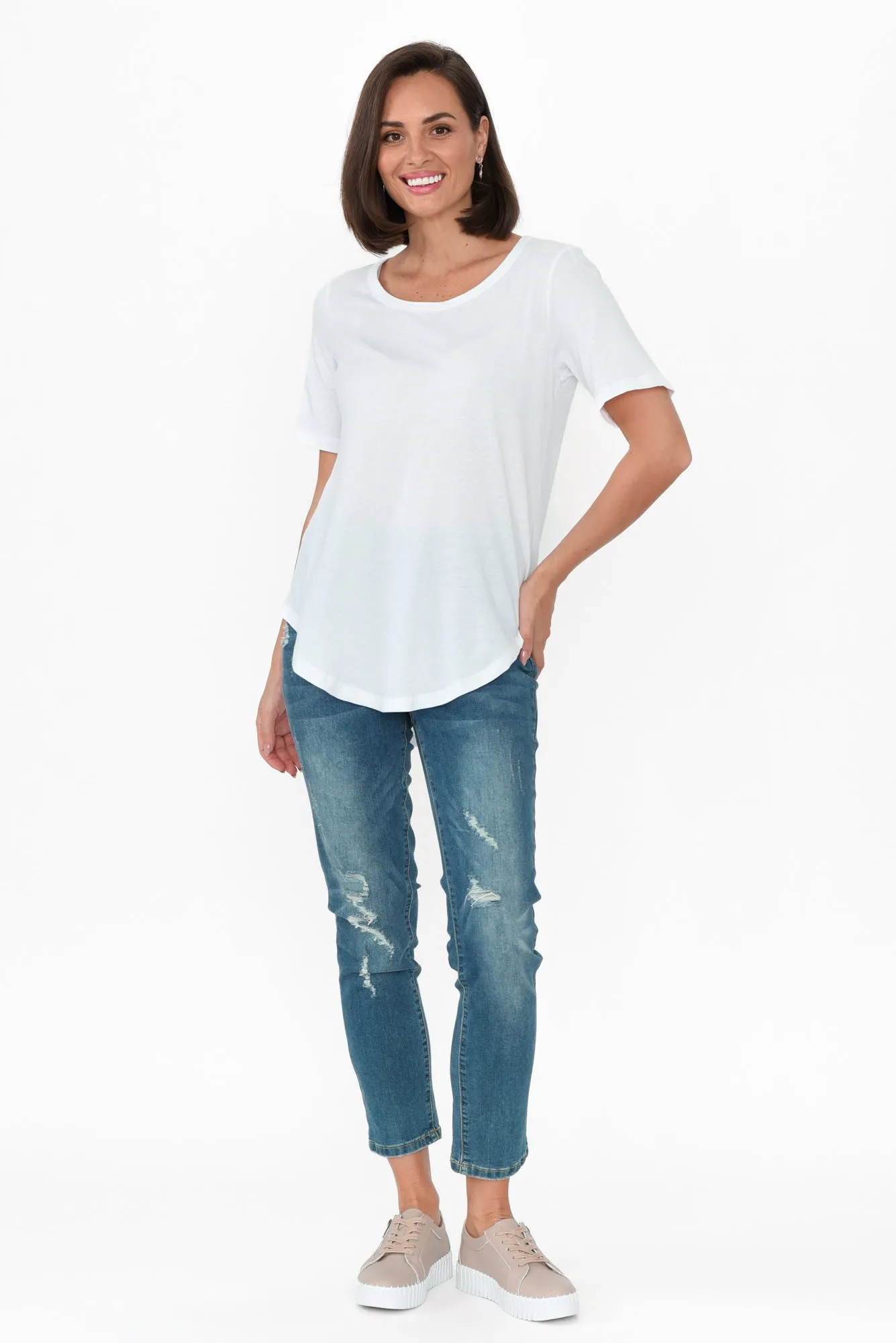 Ariana White Cotton Tee sold by Blue Bungalow product image thumbnail 3