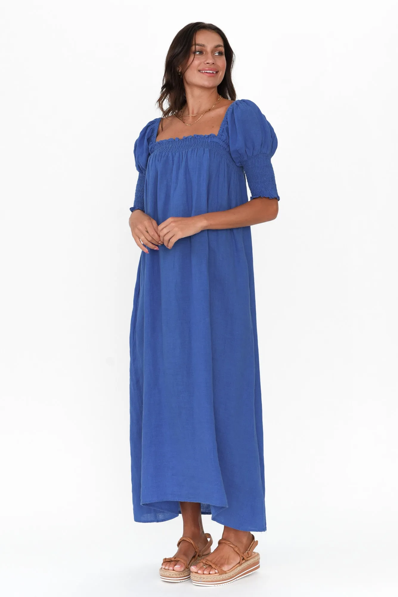 Bethania Cobalt Linen Dress sold by Blue Bungalow product image thumbnail 3