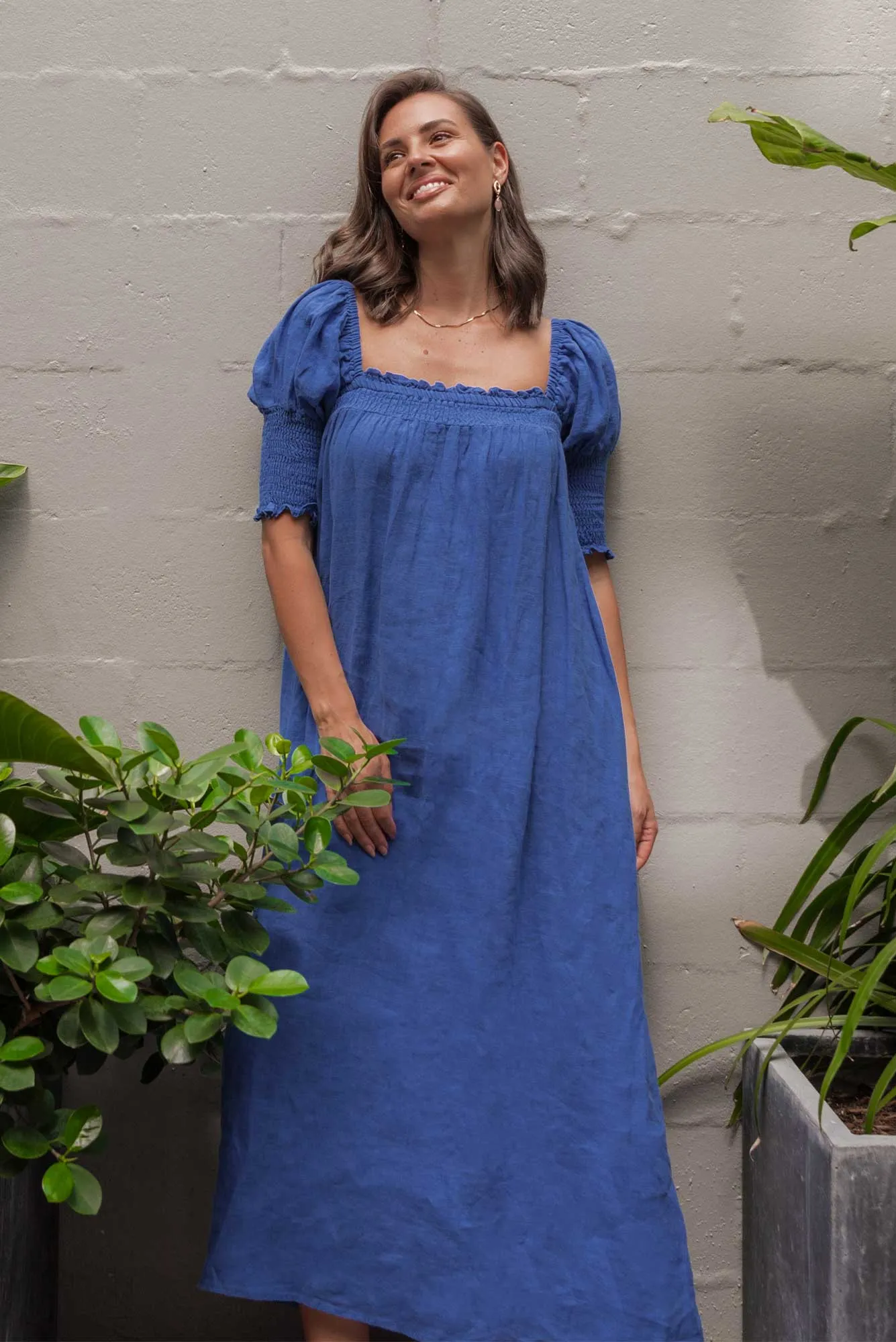 Bethania Cobalt Linen Dress sold by Blue Bungalow