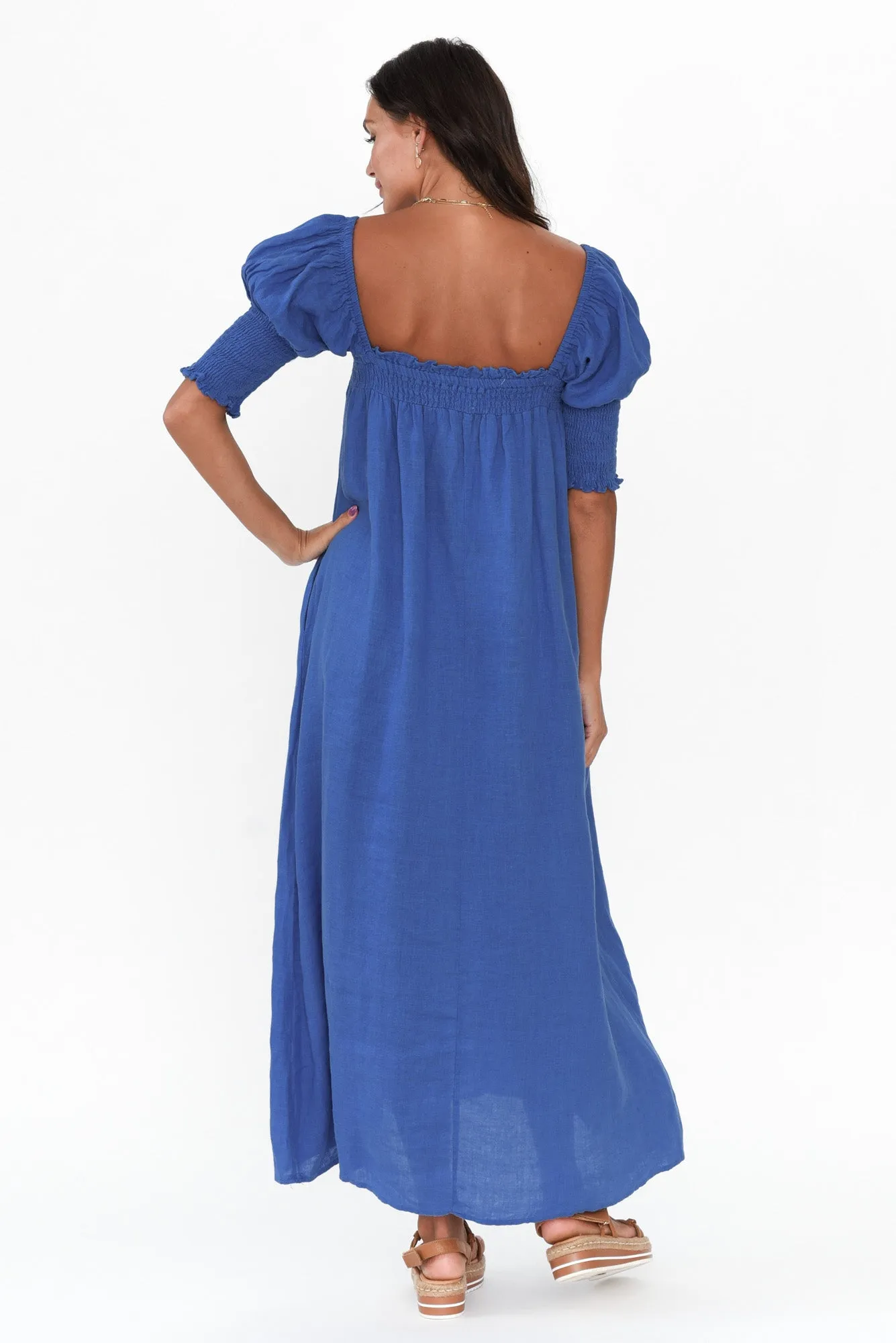 Bethania Cobalt Linen Dress sold by Blue Bungalow product image thumbnail 5
