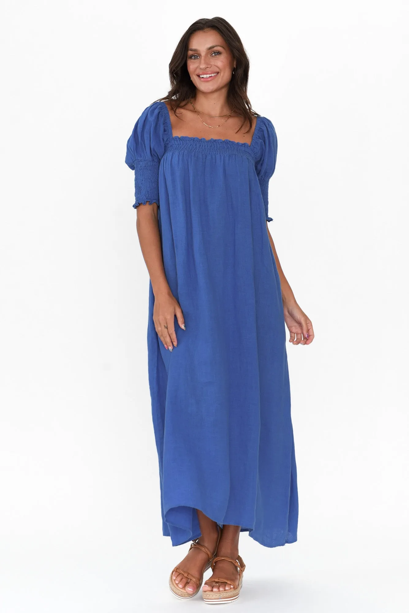 Bethania Cobalt Linen Dress sold by Blue Bungalow product image thumbnail 2
