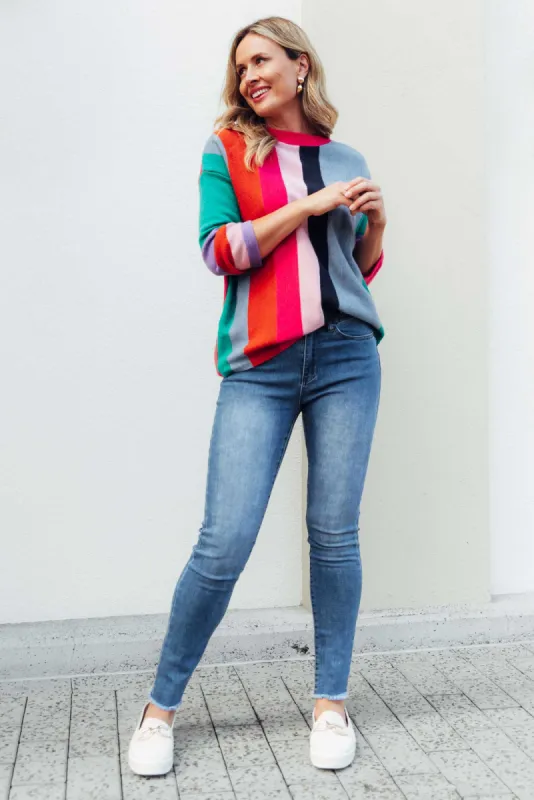 Indiana Blue Denim Frayed Slim Fit Jeans sold by Blue Bungalow