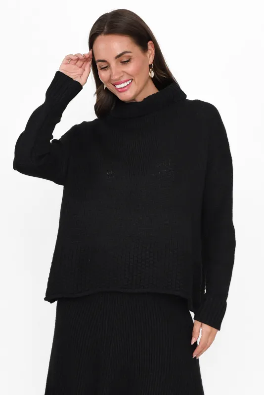 Floris Black Knit Turtleneck Jumper sold by Blue Bungalow
