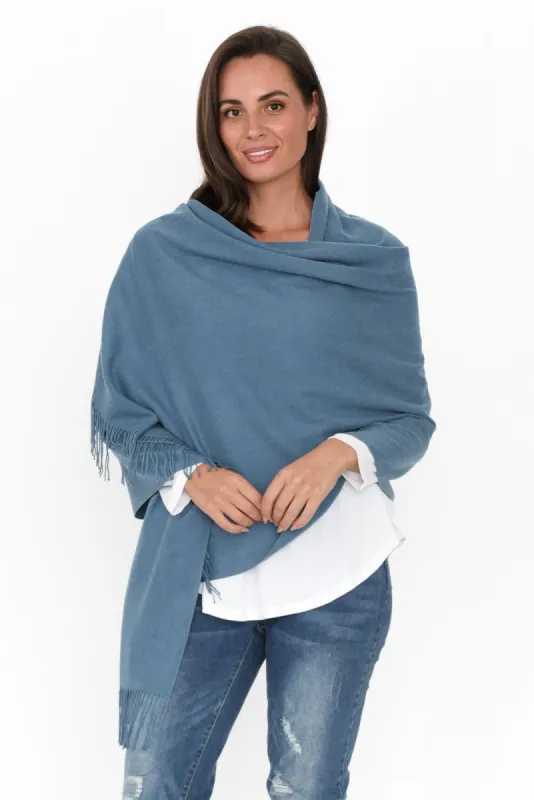 Heta Blue Cotton Pashmina Scarf sold by Blue Bungalow