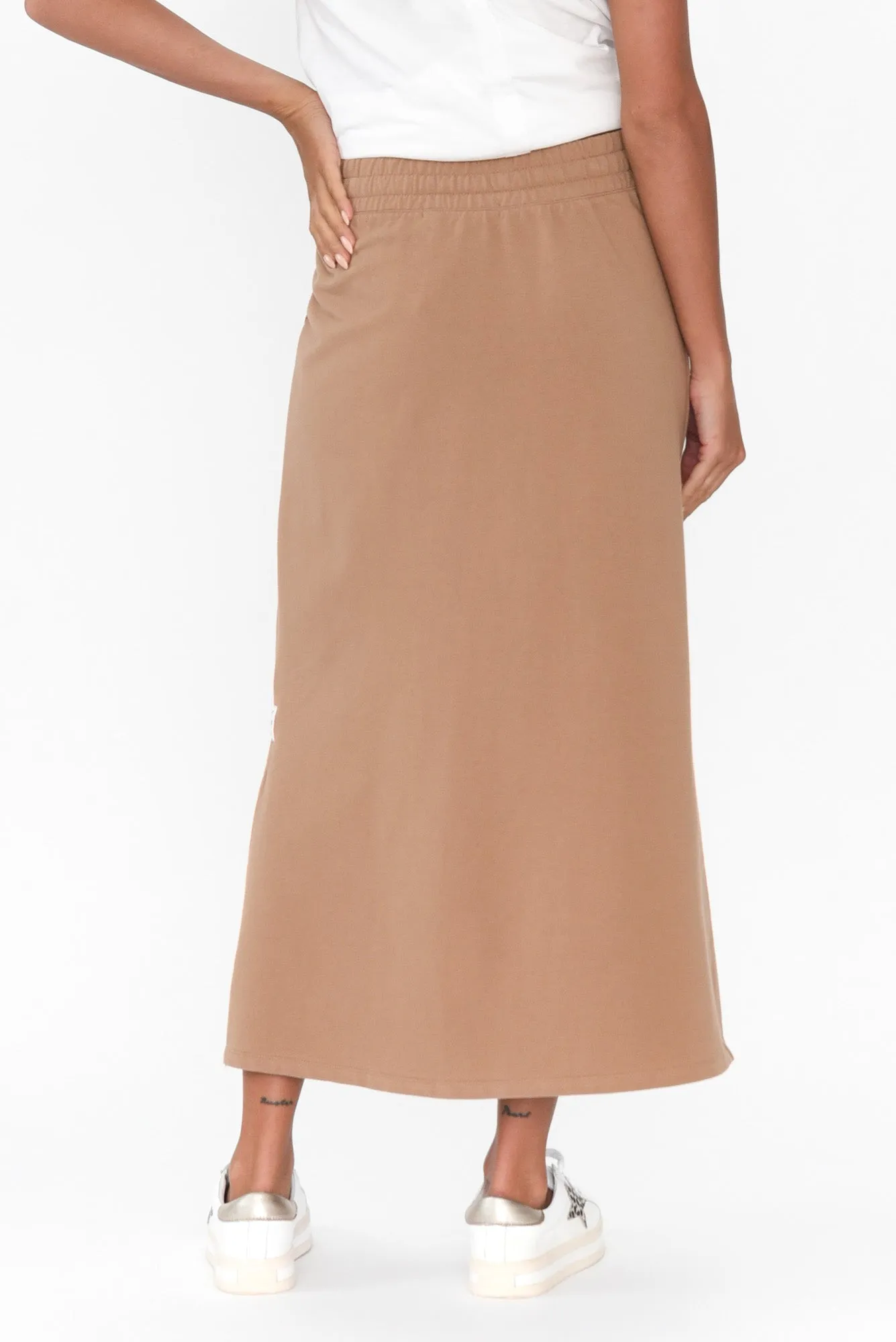 Travel Mocha Cotton Maxi Skirt sold by Blue Bungalow product image thumbnail 5