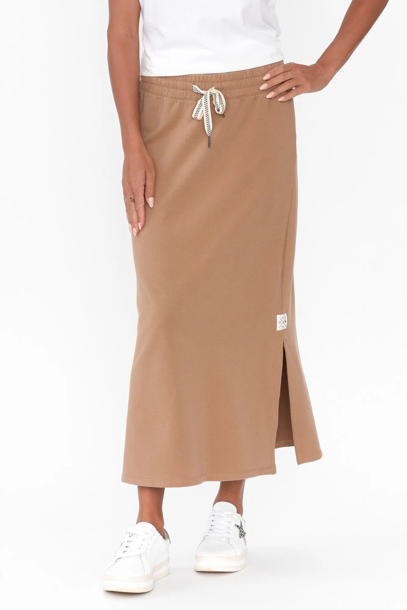 Travel Mocha Cotton Maxi Skirt sold by Blue Bungalow product image thumbnail 2