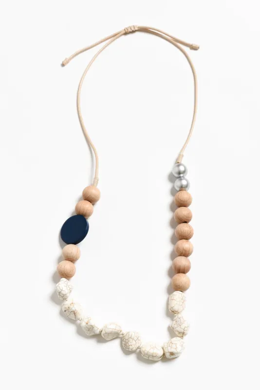 Hyacinth Natural Wood Beaded Necklace sold by Blue Bungalow